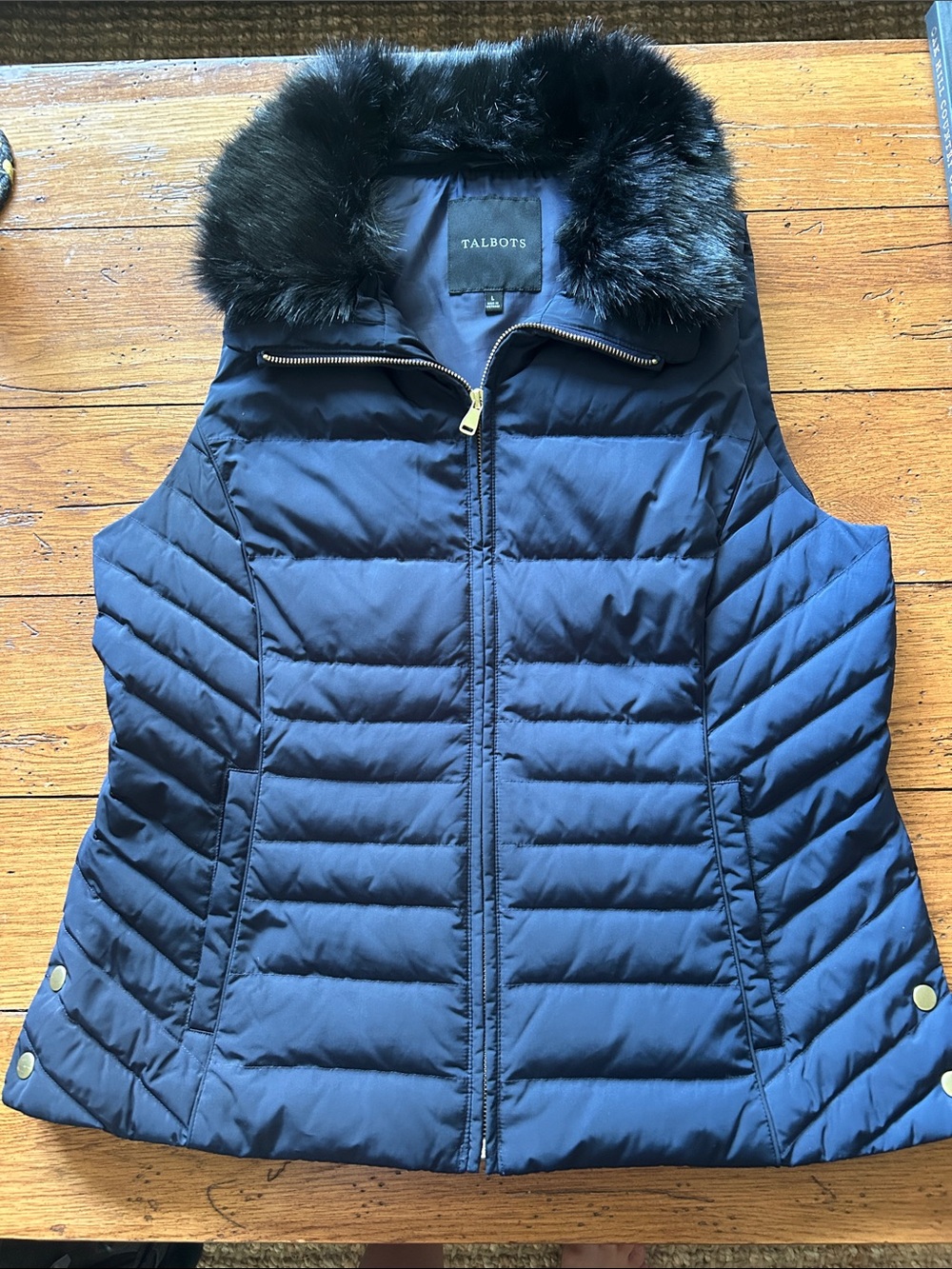 Talbots Navy Down Vest Size Large